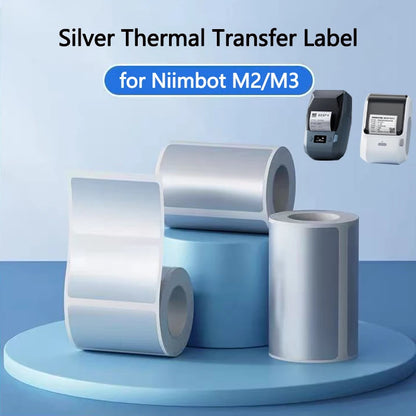 Niimbot M2/M3 Silver Label  Heat Transfer Print Paper Fixed Asset Sticker Office Equipment Laser Silver Self-adhesive