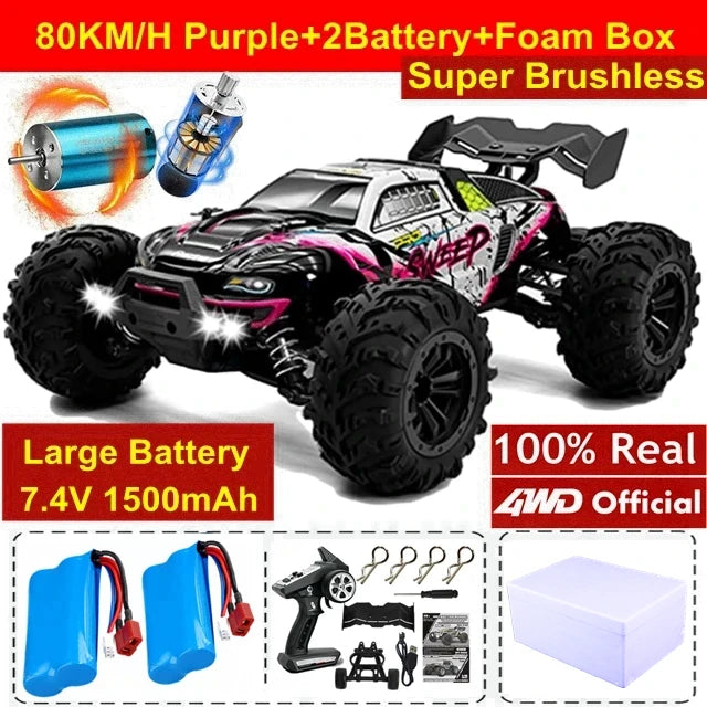 4WD Remote Control Car Off Road 4x4 RC Car High Speed Buggy Truck Super Brushless 50 or 80KM/H Fast Drift Racing Toy Gift