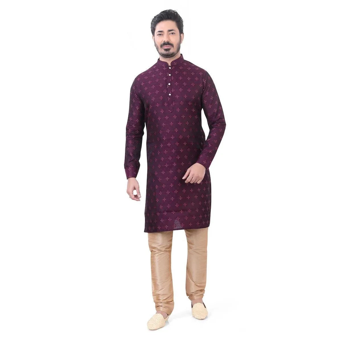 Muslim Kurtta Caftan Dubai Men'S Robe Long-Sleeved Ethnic Style Stand Collar Arabic Clothing National style Middle Eastern