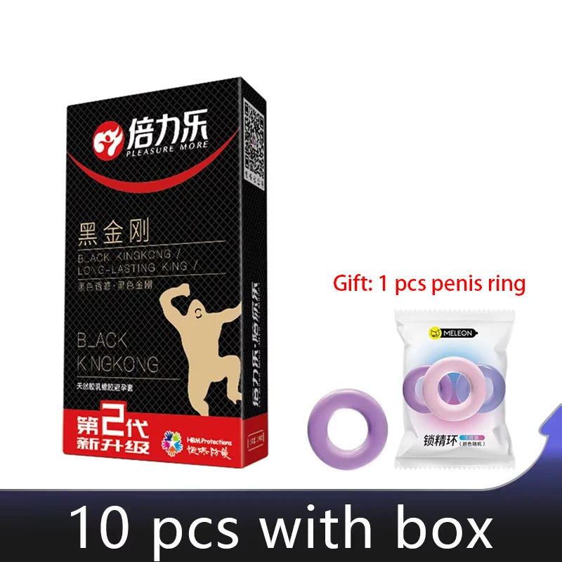 Black Long Lasting Condoms for Men - Delay Ejaculation, Reduce Sensitivity, Penis Sleeve Condom for Extended Pleasure
