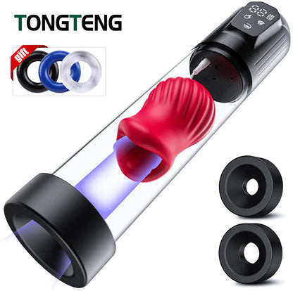 IPX7 Waterproof Electric Penis Pump for Enlargement Man Vacuum Pump Enlargement Extend Pump 4 Suction Levels 2 Silicone Sleeves