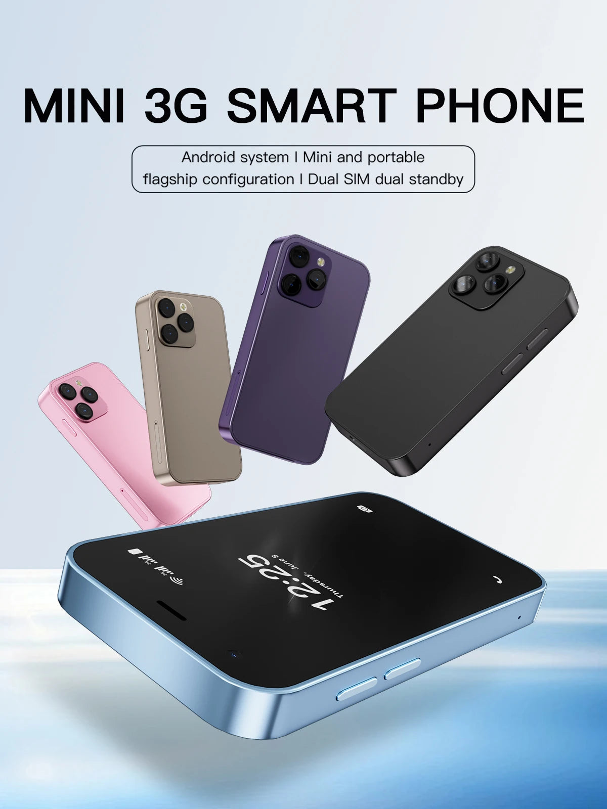 SERVO 15SE Mini Pocket Smartphone 3G WCDMA Dual SIM Android System 3.0" Display 2GB+16GB WiFi Hotspot GPS Face Unlock Bluetooth Play Store Type-C Camera Flashlight Small Palm Mobile Phones