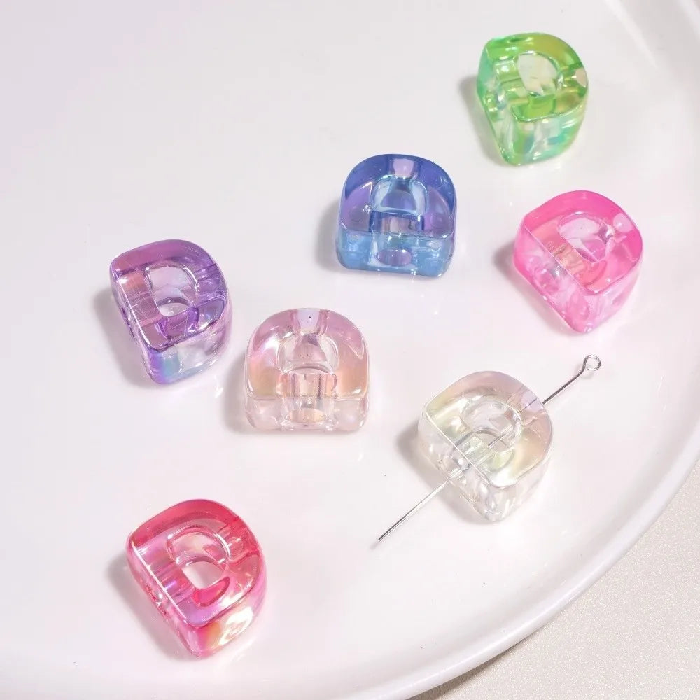 10pcs New Acrylic Iridescent Beads DIY Keychain Mixed Color Letter Beads Bag Charm Phone Chain Jewelry Making Beads Gifts Giving