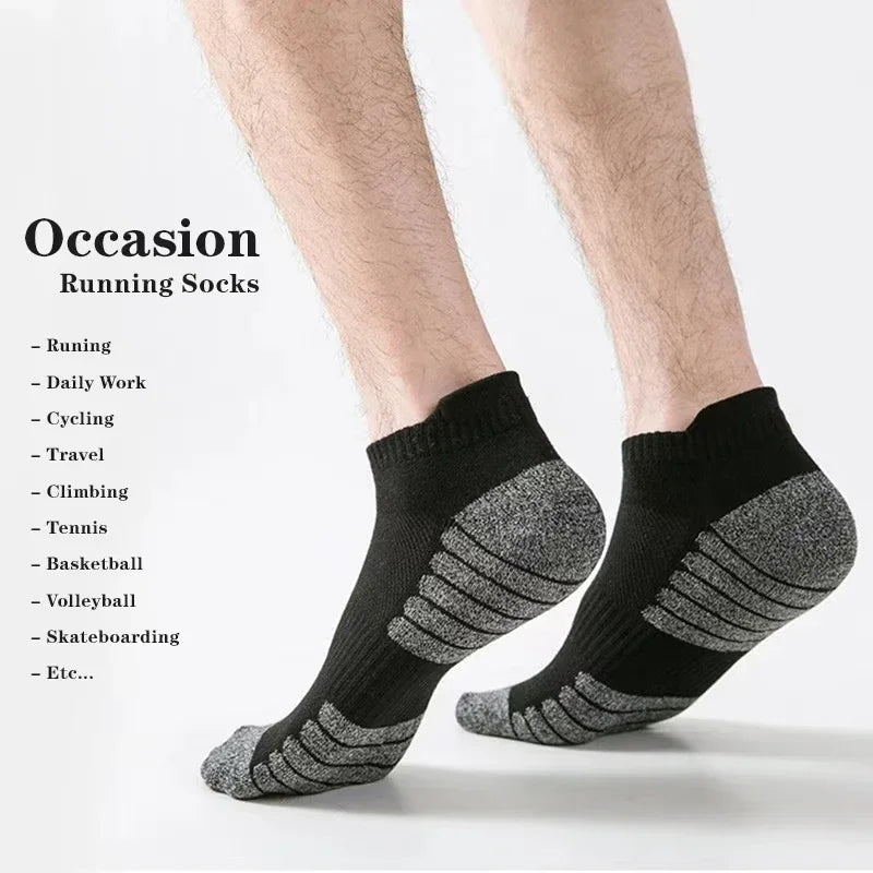 3 Pairs Professional Running Sports Fitness Ankle Socks Men's Towel Socks Outdoor Sports Short Socks Men And Women Socks GIFRS
