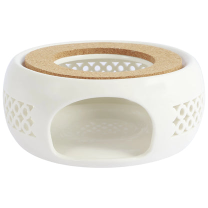Ceramic Teapot Warmer Hollow Ceramic Teapot Heater with Cork Cushion Heat Resistant Ceramic Coffee Tea Warmer Practical Ceramic