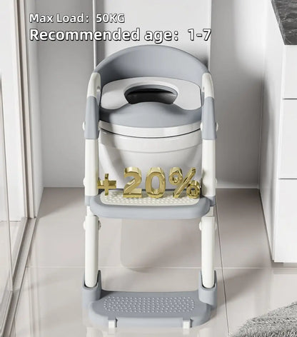 Kids Potty Training Seat With Steps, 3 In 1 Toddler Toilet Ladder Seat, Soft Mat Non-slip Splash Guard Toilet Seat (Grey)