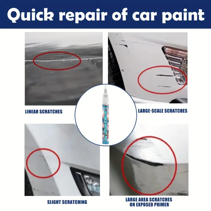 Ifubo White Car Touch Up Paint Pen, Quick Scratch Repair Tool For Auto Surface, Waterproof DIY Tire Marker Pen