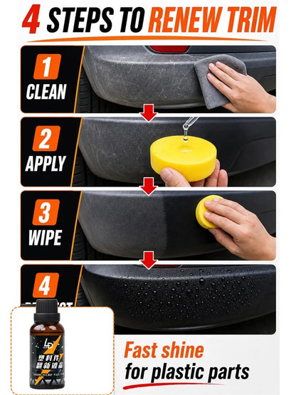 Hydrophobic Plastic Restorer Kit – Repels Water & Restores Gloss on Car Trim, Long-Lasting Coating for Exterior Detailing