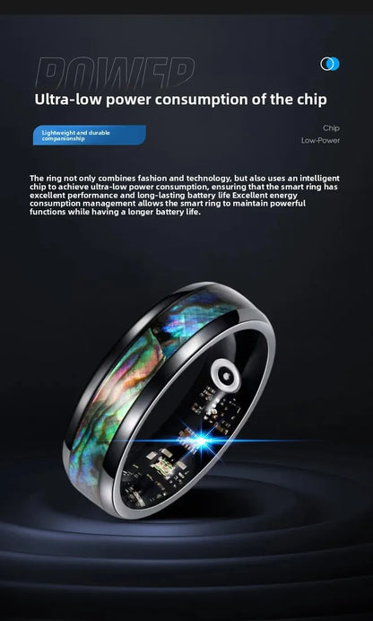 Colorful Abalone Shell Smart Ring Fitness Tracker Heart Rate Blood Oxygen Sleep Health Monitor Intelligent Jewelry Accessories