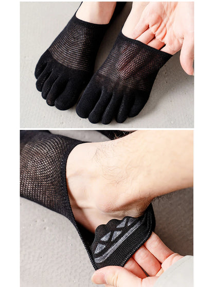 5 Pairs Invisible Toe Socks Summer Thin Cotton Mesh Shallow Mouth Soft Elastic Breathable Deodorant Cool 5 Finger Socks Sokken
