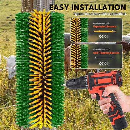 2 Livestock Cleaning Brushes 45cm Length Curved Design Nylon Bristles for Cattle  Horses Sheep