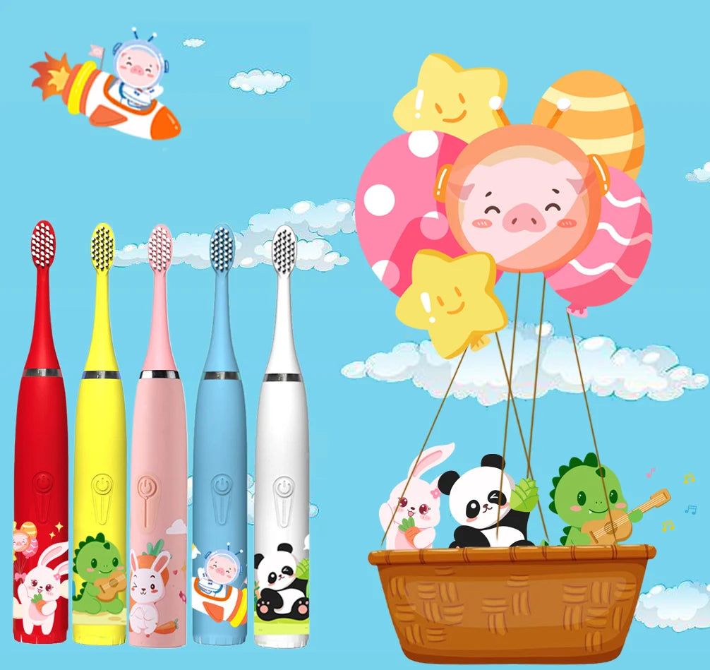 Kids Sonic Electric Toothbrush Rechargeable Smart Timer Colorful Cartoon Teeth Whitening Portable USB Charging  Tooth Brush