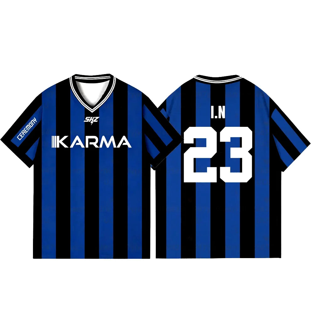 2025 KPOP Stay KARMA Album Fans Support Shirts FELIX BANGCHAN HYUNJIN Streetwear Loose Clothes Tshirt Short Sleeve Tops T-shirt