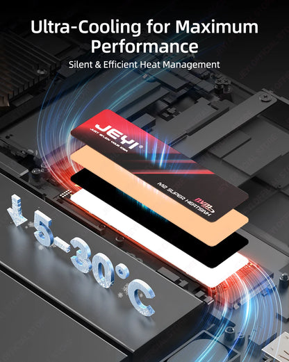 JEYI M.2 2280 SSD Graphene Copper Heatsink - Ultra Thin 0.5mm High Thermal Conductivity Cooling Pad for NVMe/SATA SSD(1/2/5pc）