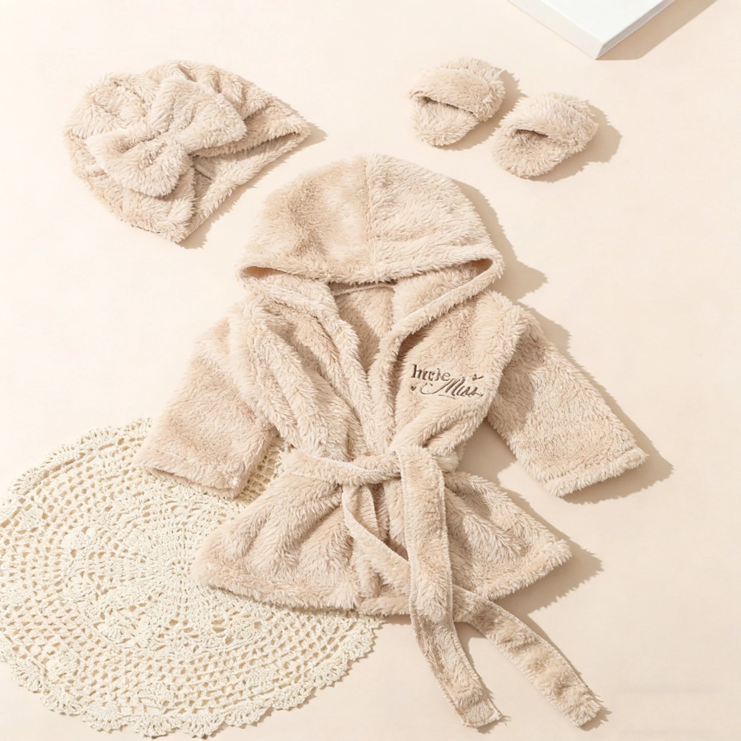 Newborn Photography Props Bathrobes Bath With Belt Shower Cap Outfit Photo Props for Infant Boys Girls Shoot  Accessories-HD