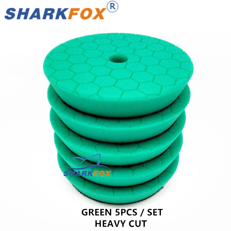 Sharkfox Polishing Pads 3/5/6 Inch Germany Foam Buff Sponge Pads Auto Car Buffing Pad Set for DA/RO Polisher Buffer Tools