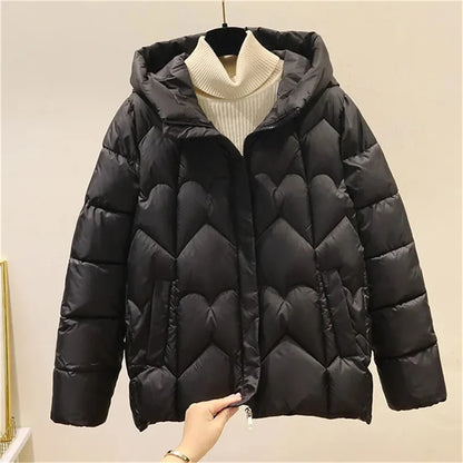 2025 New Style Korean Fashion Winter Jacket Short Down Bread Service Woman Snow Wear Puffer Coats Loose Warm Parkas Hooded Outwe