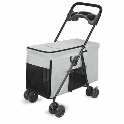 Medium To Large Dog Pet Stroller Multifunctional and Foldable Suitable for Outdoor Travel, Large Size for Commuting and Portable
