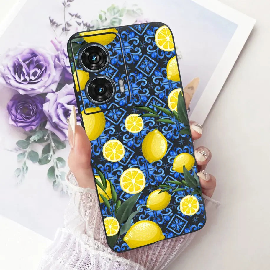 Case For Motorola Edge 50 Fusion Cover XT2429-1 Popular Flower Soft Black Silicone Phone Cases For Motorola G96 5G MotoG96 Funda