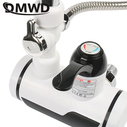 DMWD Electric Instant Hot Water Faucet Stainless Steel Water heater with LED Temperature Display Tankless Tap For Kitchen shower