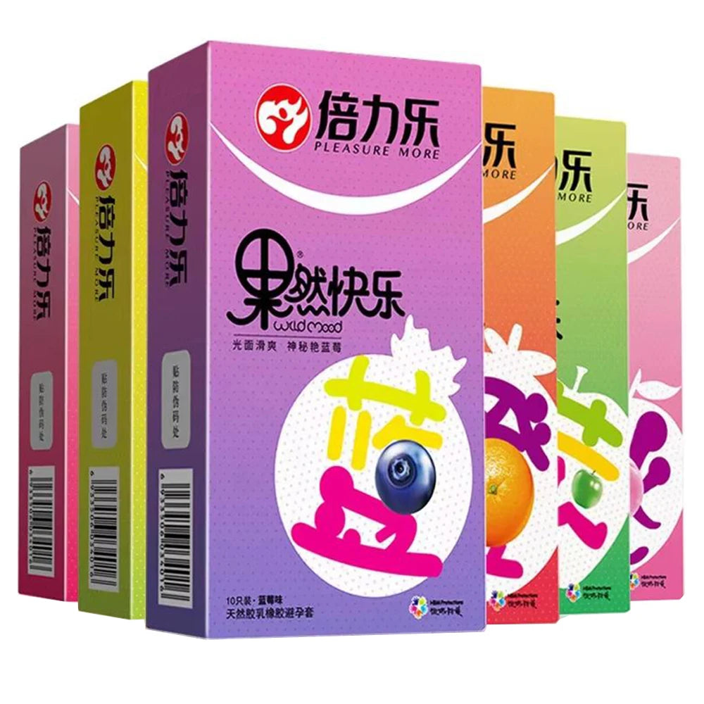 10pcs Fruit Flavor Condoms Sex Toy for Men Strawberry Blueberry Taste Penis Sleeves Ultra Thin Condom Adult Sex Product 18+
