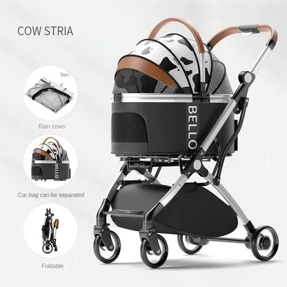 Detachable Aluminum Tube Pet Stroller Foldable Travel Trolley Portable Outdoor Walking Carrier For Cats Puppies Dogs