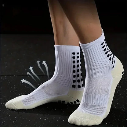 1/4 Pairs Anti-slip Soccer Women Men Outdoor Sport Grip Football Yoga Socks