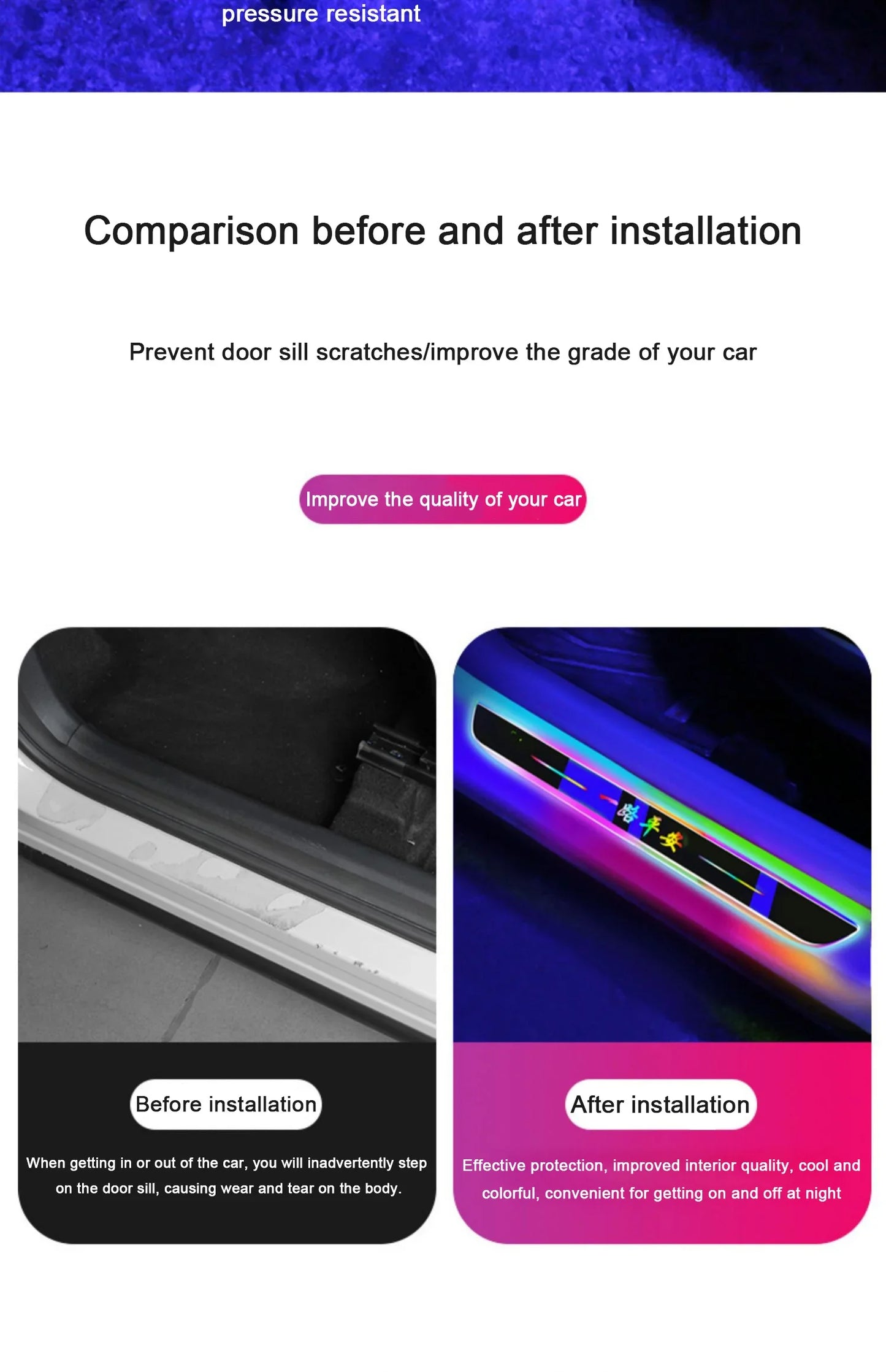 Customized Car Glows Welcome Door Sill Strip Light Threshold Lamp Welcome Scuff Plate Pedal Light Ambient Light illuminated