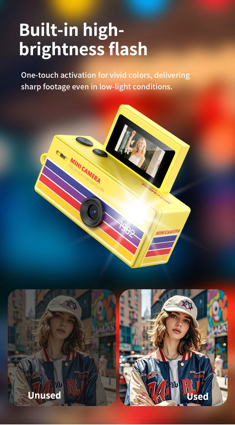 Ourlife Thumb Keychain Camera 0.96inch Flip Screen Retro CCD Mini Digital Camera 720P Very Small Camcorder Video Recorder