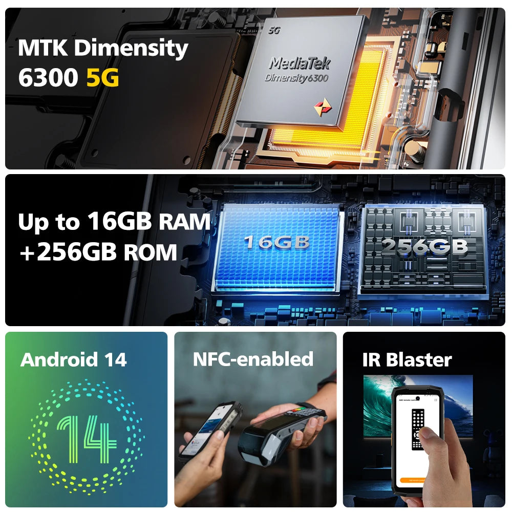 Ulefone 4.7" Rugged Phone Armor Mini 20 Pro 5G Android 14 16+256GB Smartphone LED Light 64MP Night Camera Mobile Phone