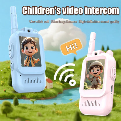 AIRITON JK200 Kids Video Intercom Walkie-talkie Cute Screen Easy Use Rechargeable Large Battery Cute Ham Radio for Gift