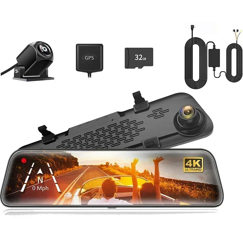 WOLFBOX G840S 12"IPS Dash Camera 4K Rearview Dash Cam GPS Video Recorder Night Vision HD Dual Cameras Car Dvr Parking Monitor