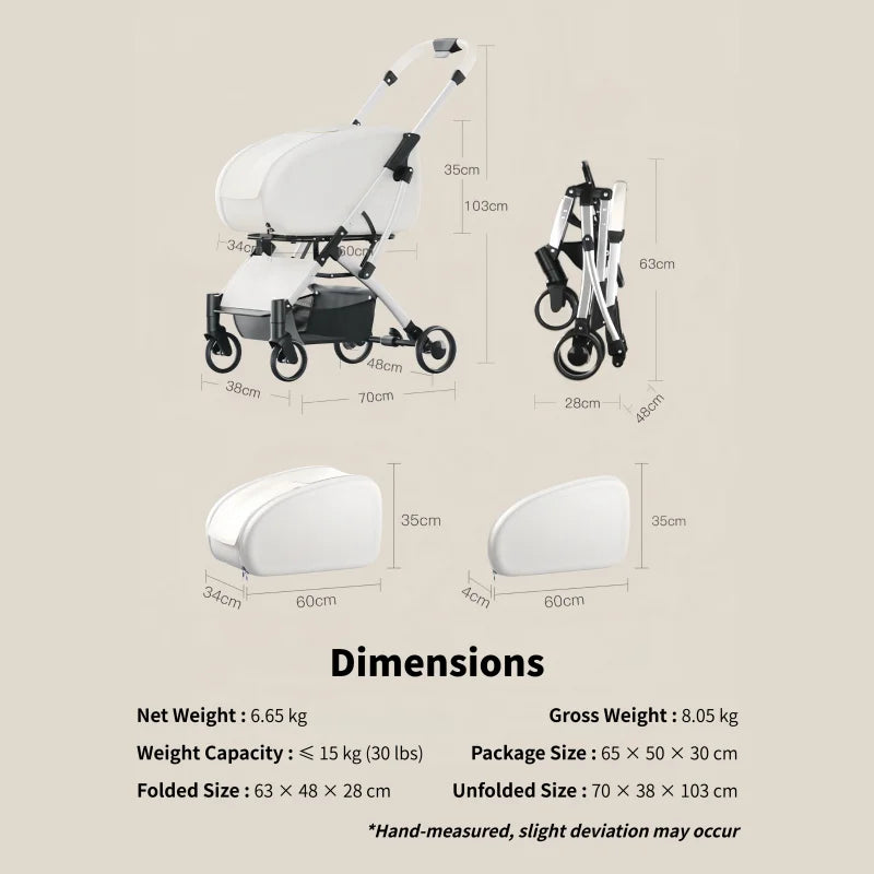 Clear View Foldable Portable Pet Stroller Button Closure Breathable Lightweight Travel Cart Transparent Window For Cats Dogs