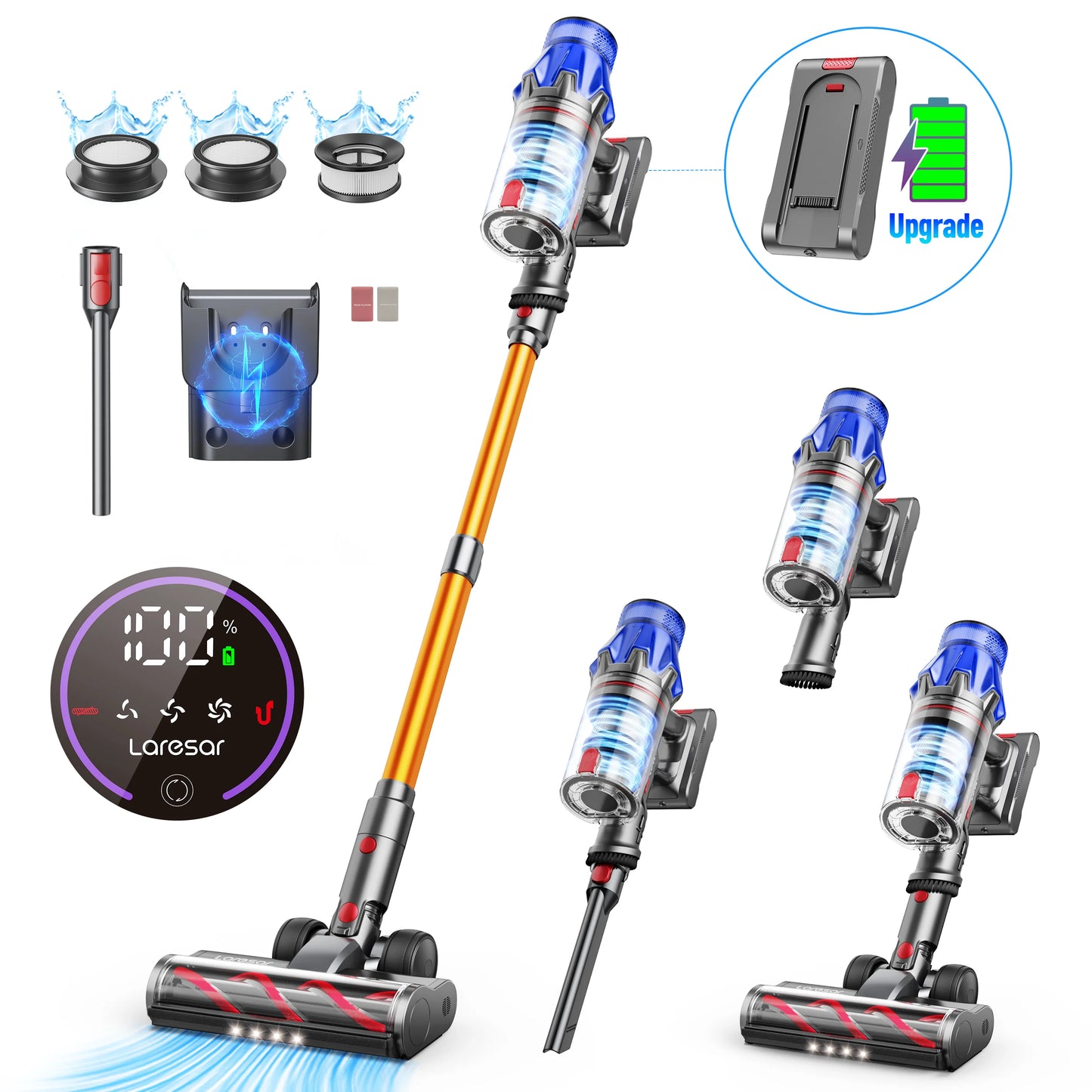 90 Minut Laresar V7S 75000PA 650W Cordless Vacuum Cleaner Handheld Long Runtime Removable Battery Smart Display Home Appliance