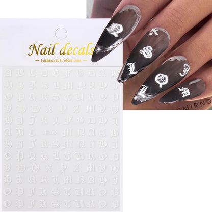 1Pcs 3D Alphabet Nail Sticker Laser Silver/Gold 26 English Letters Nail Art Decals Self Adhesive Manicure 8*10cm Letter Sticker