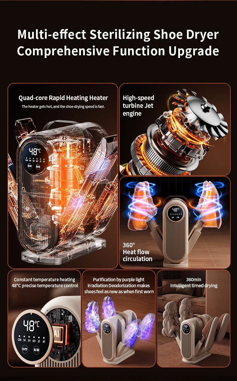 Foldable Shoe Dryer Electric Shoe and Boot Dryer Timing Control Household Shoe Warmer Portable Heater For Socks Boots