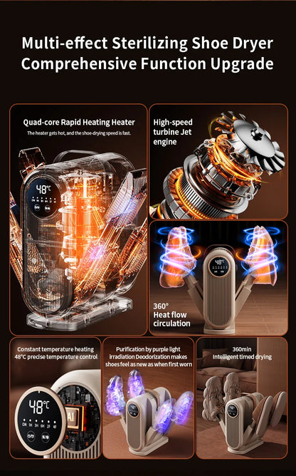 Foldable Shoe Dryer Electric Shoe and Boot Dryer Timing Control Household Shoe Warmer Portable Heater For Socks Boots