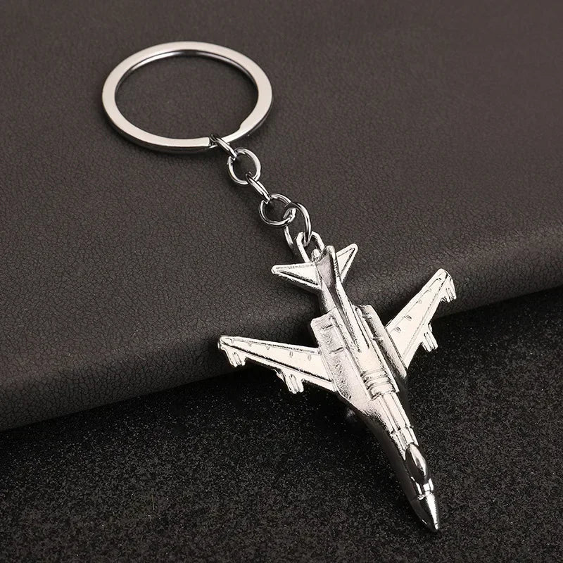 Air Plane Model Fighter Keychains Metal Cool Airplane Keyring Pendant Car Motorcycle Bag Key Chain Ring for Men Creative Gift