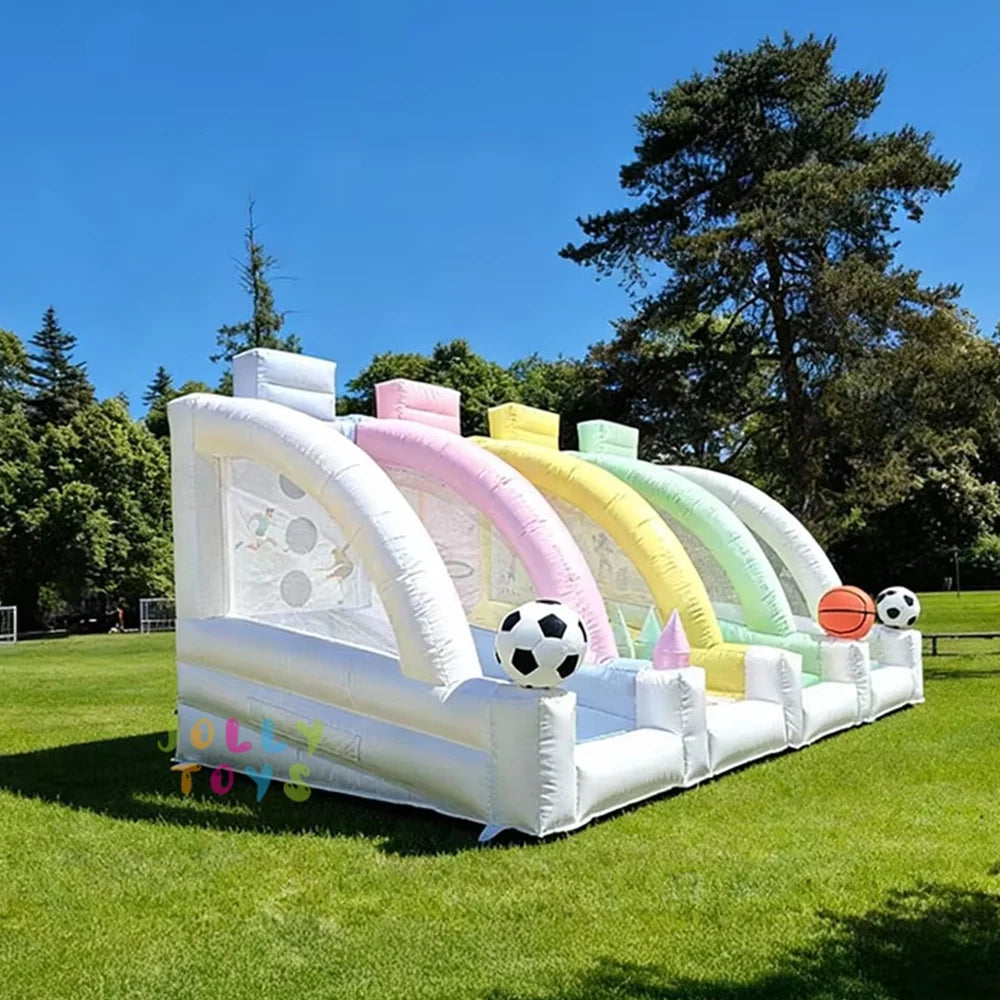 4 in 1 Inflatable Bounce House for Kids Outdoor Bouncy Castle with Slide Basketball Football Baseball Games for Backyard Party