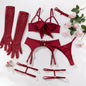 sexy lingerie set Bow bra Black Temptation Bra Set Belt Hollowed Out Gathering Four Piece underwear women Set Erotic Sleepwear