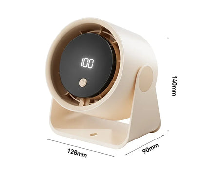 Desktop Fan 180degree Rotation Low-noise Silent Fan LED Display Large-capacity Home Mini Desktop Wall-mounted Fan 1800mAh
