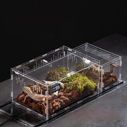 Acrylic Transparent Reptile Terrarium Breeding Box Turtle Cage Nano Arboreal Tarantula Enclosure Dearded Dragon Reptiles Habitat