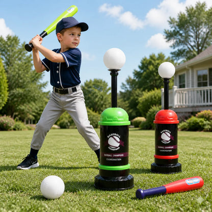 Boys Baseball Pitching Machine Toys Set with Carry Bag Ground Pegs Soft Baseball Outdoor Sports Games Training Toy Kids Gift