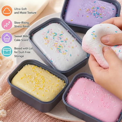 Sticky Box Cake Squishy Toy Slow Rising Squeeze Toy Butter Ice Cream Box Squishy Fidget Toy Anti Stress Release Hand Relax Gift