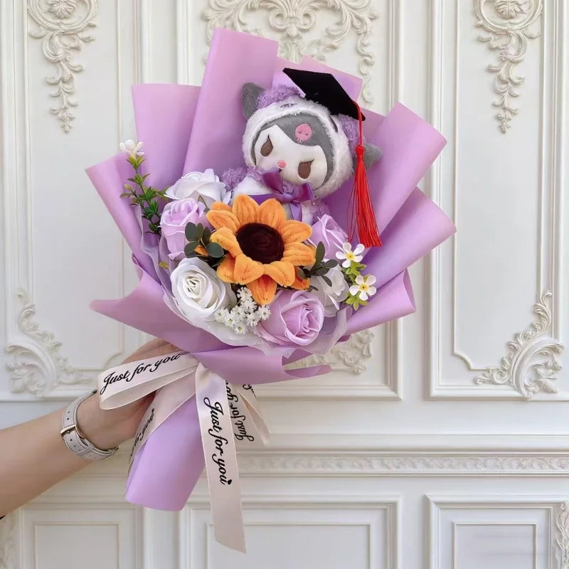 Cartoon Anime Series Hellokitty Kulomi Plush Toys Creative Graduation Bouquet Children's Day Birthday Graduation Gifts For Kids