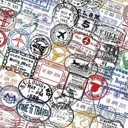 60PCS Vintage Passport Stamps Transparent Stickers Travel Decals For Phone Notebook Luggage Skateboard Guitar DIY Sticker Toy