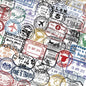 60PCS Vintage Passport Stamps Transparent Stickers Travel Decals For Phone Notebook Luggage Skateboard Guitar DIY Sticker Toy