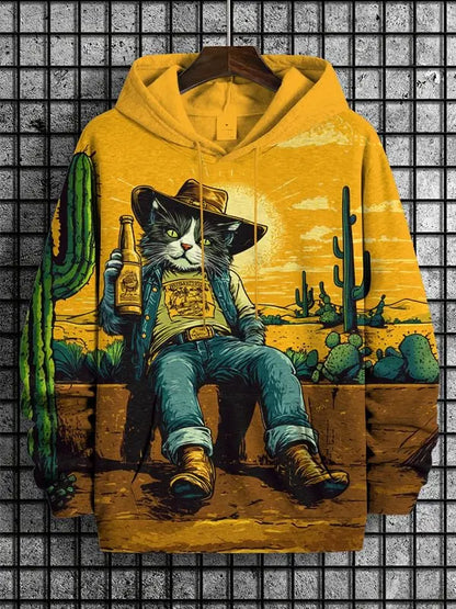 2026 Men's Hoodies Funny Cat Dinosaur UFO Art 3D Printed Cartoon Sweatshirt Men Women Tracksuit Oversized Casual Street Y2k Coat