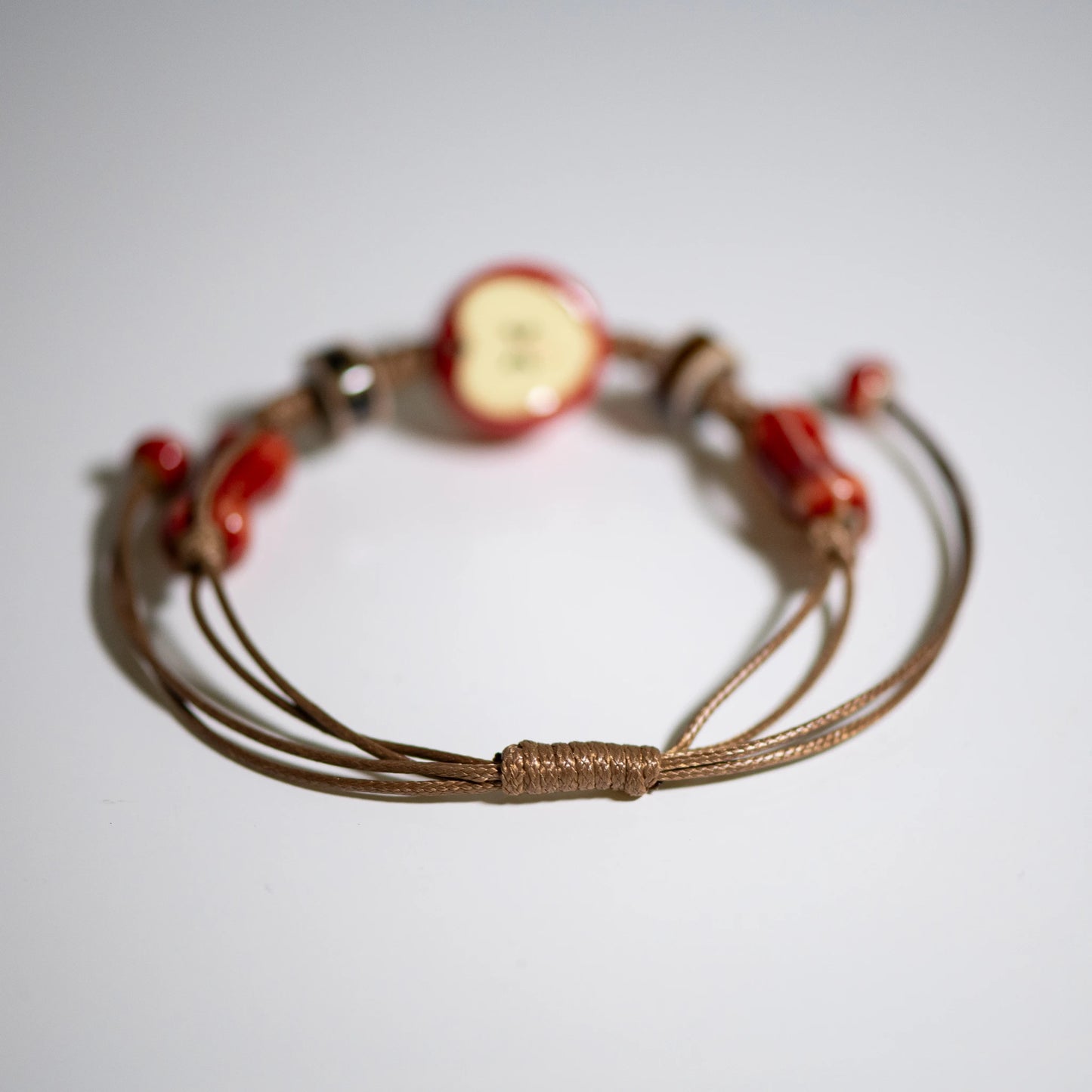 Handmade Apple Ceramic Bracelet Adjustable Woven Cord Cute Cartoon Style Jewelry for Gifts