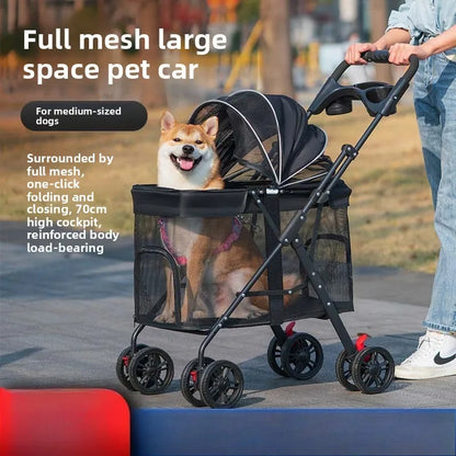 Medium and Large Dog Multi-functional Pet Cart Outdoor Travel Large Walking Dog Cart Portable and Foldable